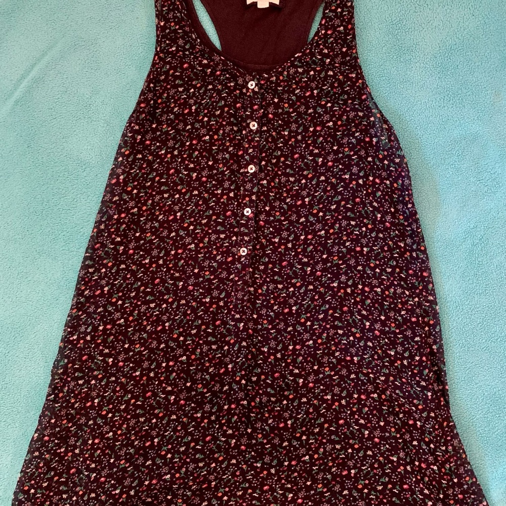 Aerie Floral Tank Dress- Black and Red Floral Pattern- Size M - Picture 2 of 9